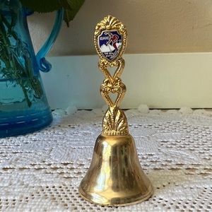 Vintage Brass Bell Idaho State Collector Souvenir Skiing 1950s USA EUC